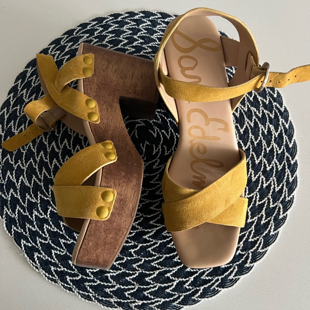 Yellow platform sandals size 8, Sam Edelman
